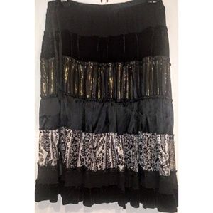 BCBGMaxAzria Silk Velvet Peasant Midi Skirt
